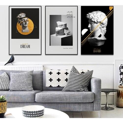 Modern Minimalist Abstract Line David Plaster Canvas Paintings Elegant Sculpture Poster Prints for Living Room Wall Art Pictures