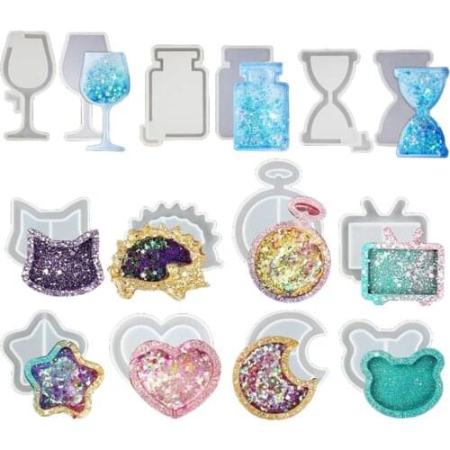 UV Resin Molds Resin Shaker Mold , Crystal Silicone Molds, Epoxy Resin Molds with Moon, Heart, Star, Hourglass,Cat,Etc
