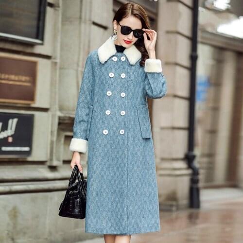 Winter Coat Female Long Wool Jacket Women Clothes 2020 Korean Elegant Natural Mink Fur Collar Alpaca Coats Double Breasted 8E14