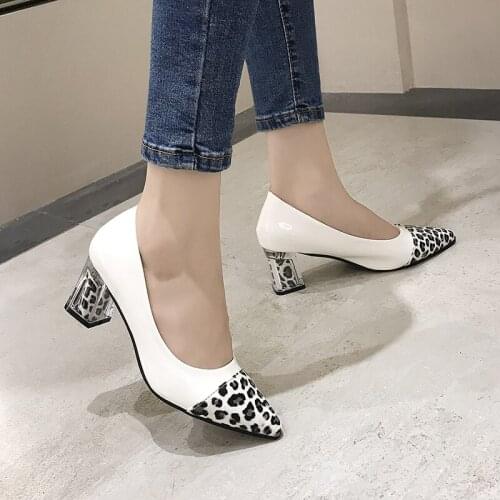 2020 spring new women single shoes sexy leopard pointed toe shallow mouth with mature elegant fashion dating women shoes 11B-58
