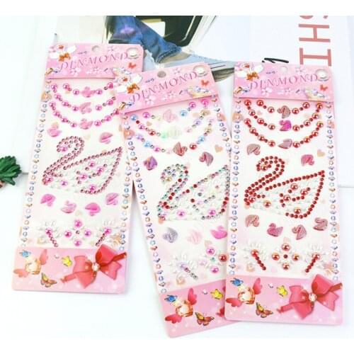 1 Sheets Acrylic Rhinestone Sticker Cartoon Resin Swan Decorative DIY Scrapbooking Mobile Phone Crystal Sticker Stationery
