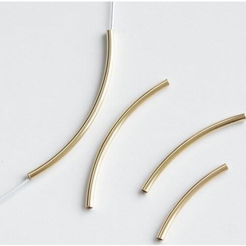 Gold filled copper smooth elbow spacer tube beads connector Tube Bead for making jewelry 15*2mm 1pc