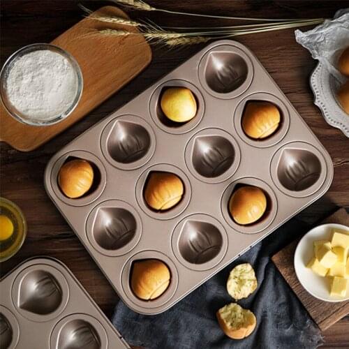 12 cups non-stick cake baking chestnut mold oven baking tools kitchen baking tray