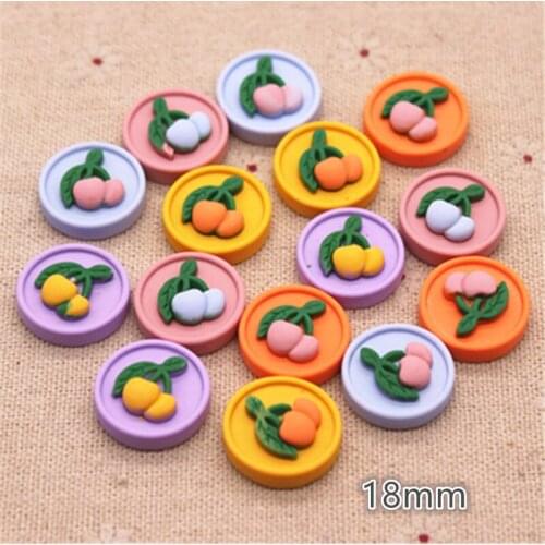 20pcs 18mm Mix Colors Cute Resin Fruit Cherry Surface Round Flatback Cabochon DIY Hair Clip Decoration Accessories