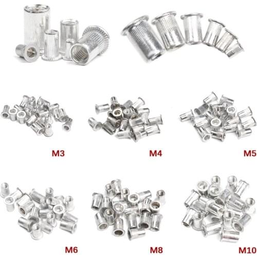 20Pcs Aluminum Alloy M3 M4 M5 M6 M8 M10 Rivet Nut Flat Head Threaded Rivet Insert Nut Insert Reveting Nut