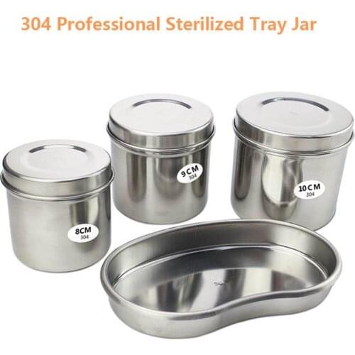 304 High Quality Surgical Stainless Steel Sterilized Tray Jar Pot Container Bottle Tweezers Medical Dental Cosmetic Tattoo Tool
