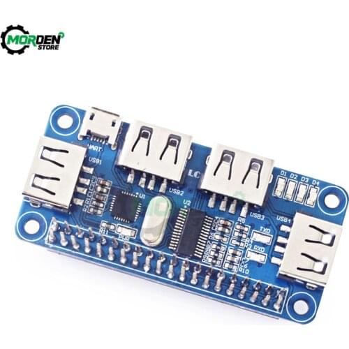 4 Ports USB HUB HAT For Raspberry Pi 3 / 2 / Zero W Extension Board USB To UART For Serial Debugging Compatible With USB2.0/1.0