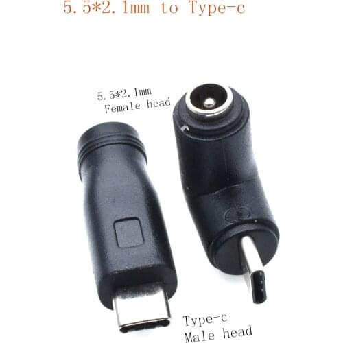 5.5*2.1mm 5.5 x 2.1 mm Female jack to Type-C USB 3.1 Male Plug 90 / 180 Degrees DC Power Connector Adapter DC to Type c male