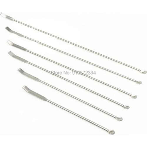 5pcs/lot Stainless steel micro medicine spoon, double head,One end medicine scraper, the other spoon,Length 12.5cm to 50cm