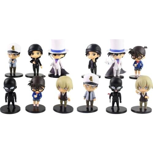 6pcs/lot 2Styles Anime Detective Conan Kaitou Kiddo Hattori Heiji PVC Figure Toys Collection Model Dolls