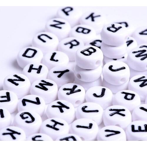 100x White Letter Alphabet Acrylic Loose Beads For Bracelet Jewelry DIY Finding