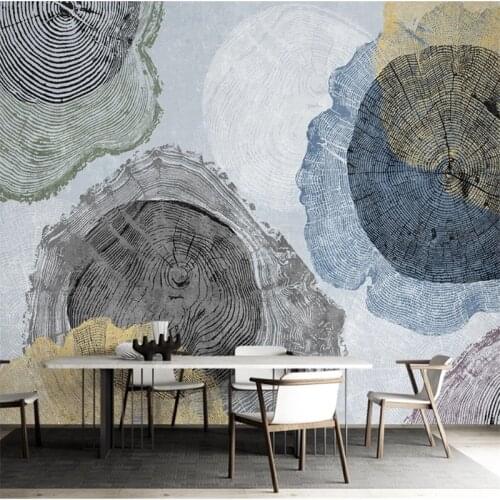Wellyu Custom large mural Nordic minimalist retro wood grain annual ring TV sofa background wall wallpaper