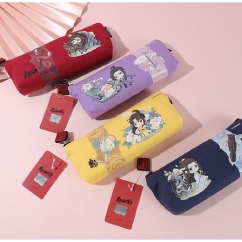 Grandmaster Mo Dao Zu Shi Pencil Case Wei Wuxian, Lan Wangji Cartoon Figure Stationery Storage Bag Fans Student Gift