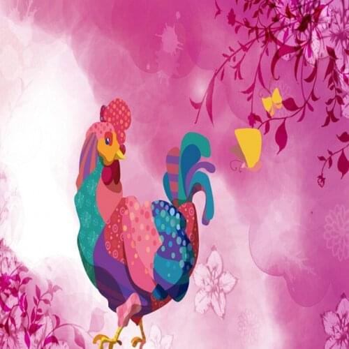 Dropship Colomac Children Wallpaper Featured Cute Cartoon Rooster Cock Wall Wallpaper 3d Foto Mural Living Room Papel Tapiz
