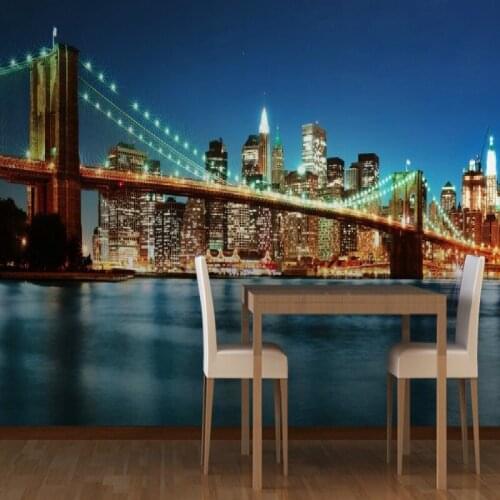 New York City Famous Architecture Bridge Photo Wallpaper 3D Restaurant Bar Coffee House Industrial Decor Mural Wall Paper 3D