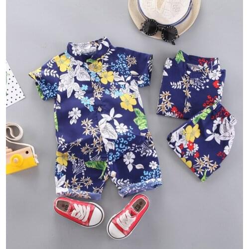 Floral Clothes Set for Baby Boy Blouse Shirts Summer Kids Boy Sets Casual Childrens Tracksuits Sport Girls Clothing