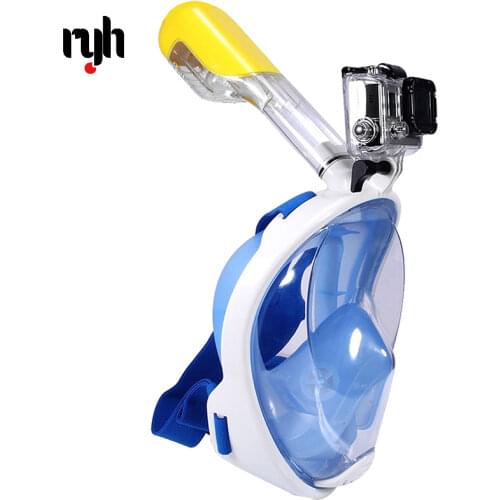 GloryStar Swimming Diving Snorkeling Full Face Mask Surface Scuba for Gopro yi sj osmo SJCAM Sports camera L/XL Black waterproof