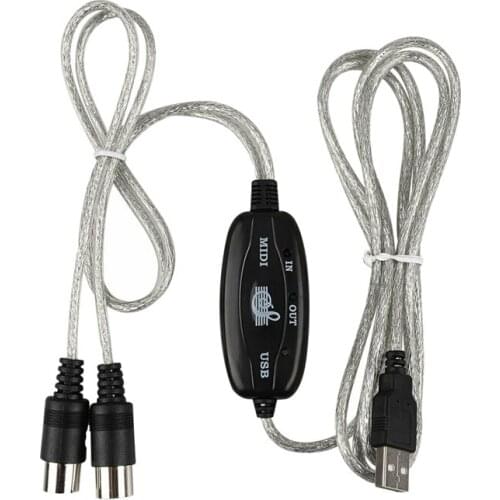 MIDI to USB Cable Converter Connector PC to Synthesizer Music Keyboard Adapter for Home Music Studio