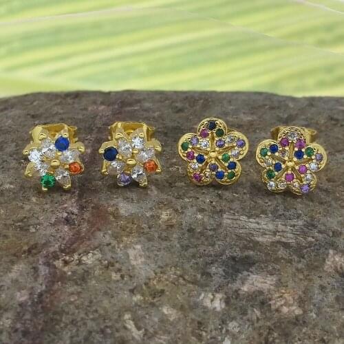 Cute Flower Stud Earrings for Girls Gift Fresh and Sweet Statement Studs Earring CZ Stone Super Small Flower Earrings for Women