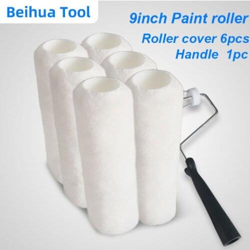 7PCS/set 9inch Paint Roller Brush for Wall Decoration Paint kit US Polyester Nap 10mm Interior Painting Tools Painting Handle