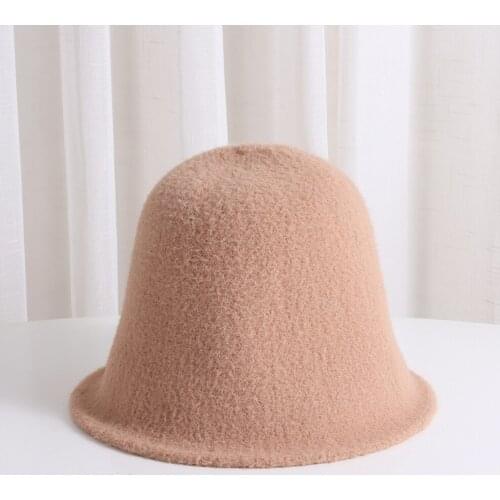NEW womens winter Bucket hat for teens Felt wool hat for girl sautumn and winter fashion Fur panama hip hop hat off white cap