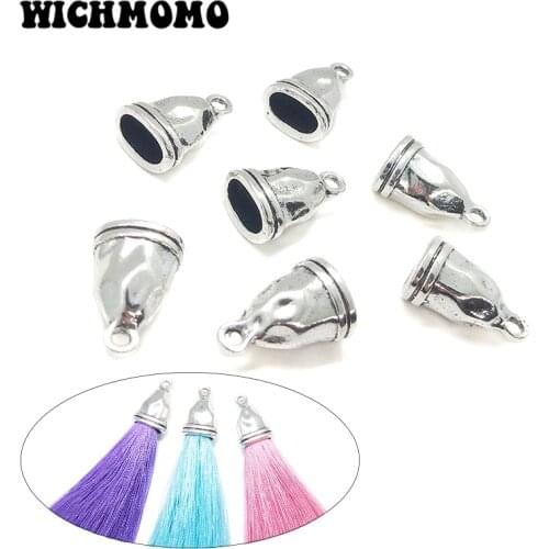 New 10pcs/bag 18mm Retro Plated Zinc Alloy Flat Round Beads Tassels End Cap Charms for DIY Earring Jewelry Accessories
