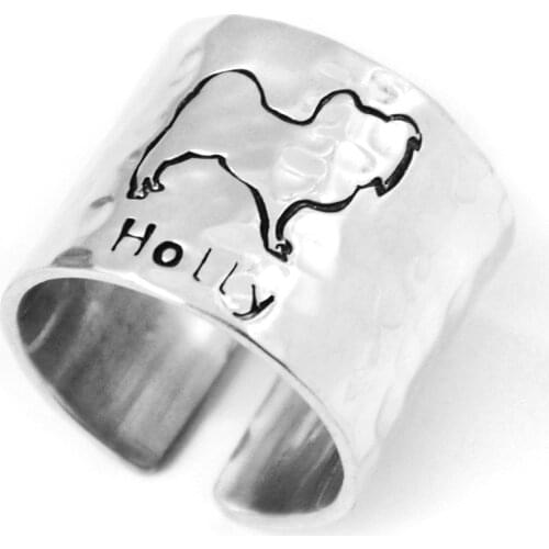 Personalized Papillon Ring Hammered Papillon Ring, Custom Papillon Ring, Dog Lover Gift