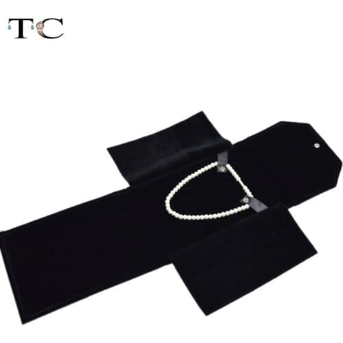 Jewelry Storage Portable Display Cases Black Gray Velvet Organizer Jewelry Travel Roll for Necklaces and Pendants Packaging