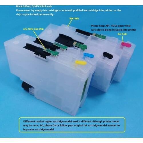 Empty Refillable ink cartridge LC3139 with Chip for Brother HL-J6000CDW/MFC-J6997CDW/MFC-J6999CDW
