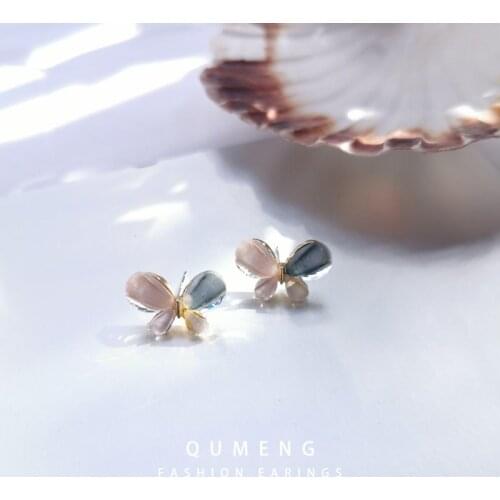 QINGMENG 2020 korean butterfly earrings For Women new fashion stud earrings cute sweet Beautiful girl Jewellery gifts
