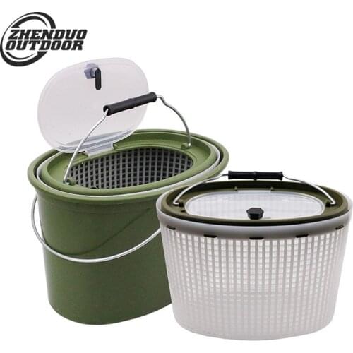 Fishing Bucket Double Layer Live Fish Barrels Breathable Mesh Fishing Gear Accessories Portable