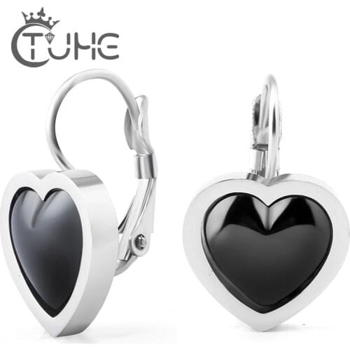 2017 New Hot Elegant Huggie Heart Earrings Stainless Steel Unique Small Ceramic Stud Earrings For Women Fashion Jewelry