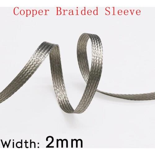 Width 2mm Tinned Copper Braided Cable Sleeve Audio Line Signal Shield Anti Interference Wire Wrap Metal Sheath