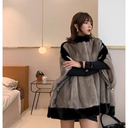 Genuine Mink Fur Bat-like Coat Real Mink Fur Coat Womens Mink Fur Poncho Real Fur Shawl Wholesale Retail OEM Free Shipping