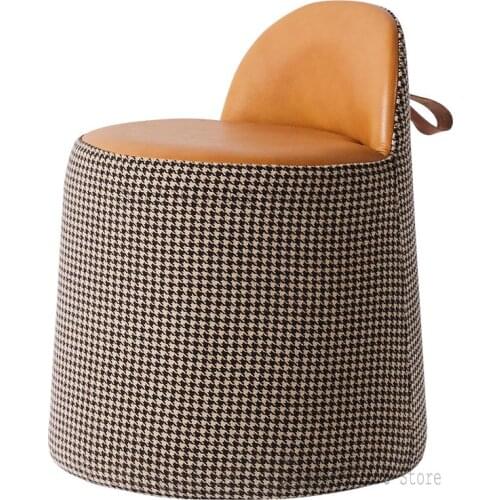 Nordic Minimalist Modern Dressing Stool Light Luxury Makeup Chair Leather Dunzi Piano Stool Shoe Changing Stool Cloakroom Backre