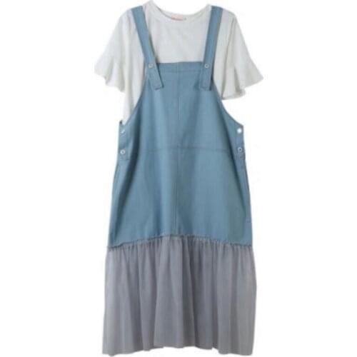 Temperament Pregnancy Clothes Summer Dress Plus Size Pregnant Dresses Casual Patchwork Lace Maternity Dress+T Shirt Loose