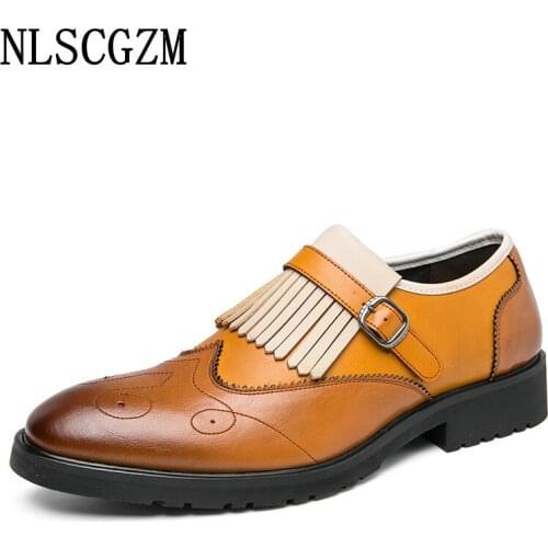 Monk Strap Men Dress Shoes Loafers Office 2021 Oxford Shoes for Men Wedding Dress Coiffeur Formal Slip on Shoes Men Italian