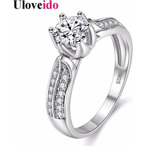 Uloveido 5% Off Wedding Rings for Women Silver Color Cubic Zirconia Crown Ring Female Jewelry My Orders Womens Ringen Y027