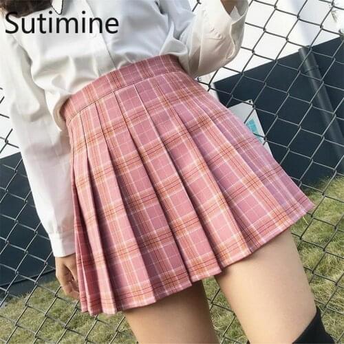 Girls Dance Mini Skirt XS-3XL Plaid Summer Women Skirt 2020 High Waist Stitching Student Pleated Skirts Women Cute Sweet