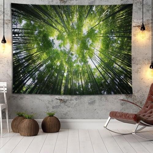 Green Bamboo Tapestry Wall Hanging Wall Fabric Tapestry Art Home Decoration Sleeping Pad Wall Carpets Dorm Decor