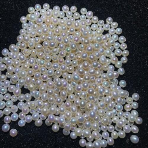 Wholesale Price 2mm-12mm Pearls 3A Quality Natural Freshwater Round Pearl for Jewelry White Color Loose Half Drilled Hole Pearls