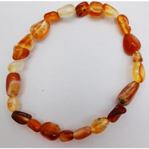 Natural 5-7MM Stone Red Carnelian Bracelet Stretch 7.5 Inch Jewelry For Woman Gift G311