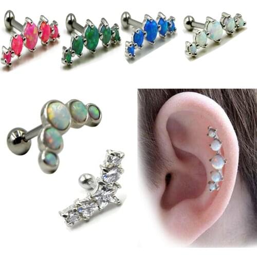 1Pc Hot sale Opal Prong set CZ Stone Ear Tragus Cartilage Helix Earring Stud Piercing Body Jewelry 16g