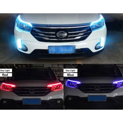 1Pcs LED DRL Car Daytime Running Light Flexible Waterproof Strip Auto Headlights White Turn Signal Yellow Brake Flow Lights 12V