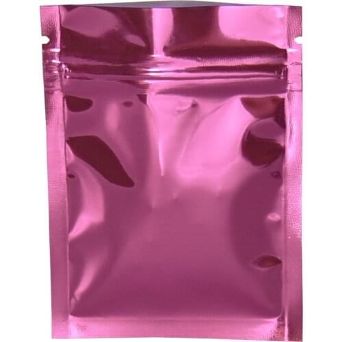 100Pcs Pink Aluminum Mylar Foil Zip Lock Bag Reclosable Reusable Self Grip Seal Tear Notch Food Ground Coffee Bean Storage