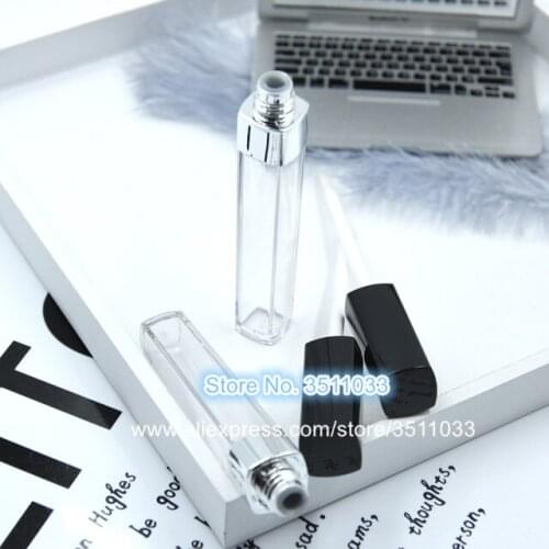 20pcs 30pcs 50pcs Plastic Empty Clear Lip Gloss Tube Black Cap Silver Makeup Lipgloss Container Transparent Lip Gloss Tube 5ml