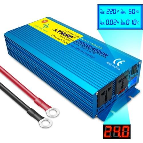 4000W DC 12V/24V To AC 110V/220V Digital display pure sine wave Power Inverter CAMPING BOAT Converter With LCD Display 2 AC OUT