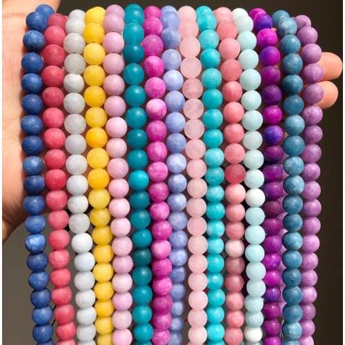 6 8 10 mm Frosted Blue Green Amazonite Chalcedony Jades matte beads natural stones Round loose beads for jewelry making bracelet