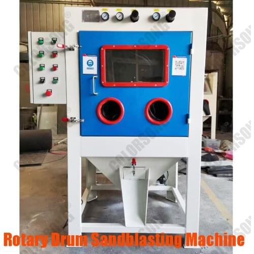 Automatic Blasting Cabinet Tumble Barrel Blaster chamber Tumble Blasting Automatic Sandblasting Booth for Batch Small Parts