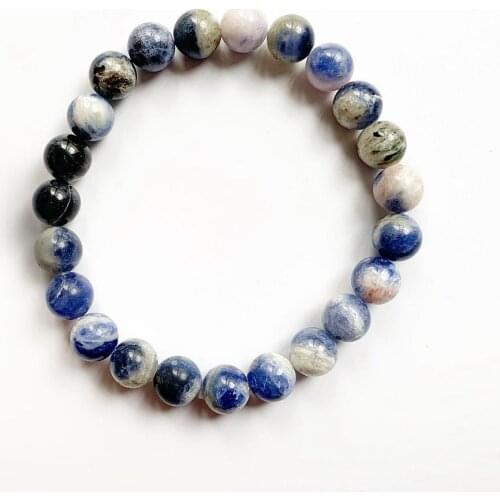 Bhuann 8mm Natural Sodalite Stone Blue Vein Beads Bracelet Handmade Stretch Elastic Cord Bracelet Strand Dropship 1pc
